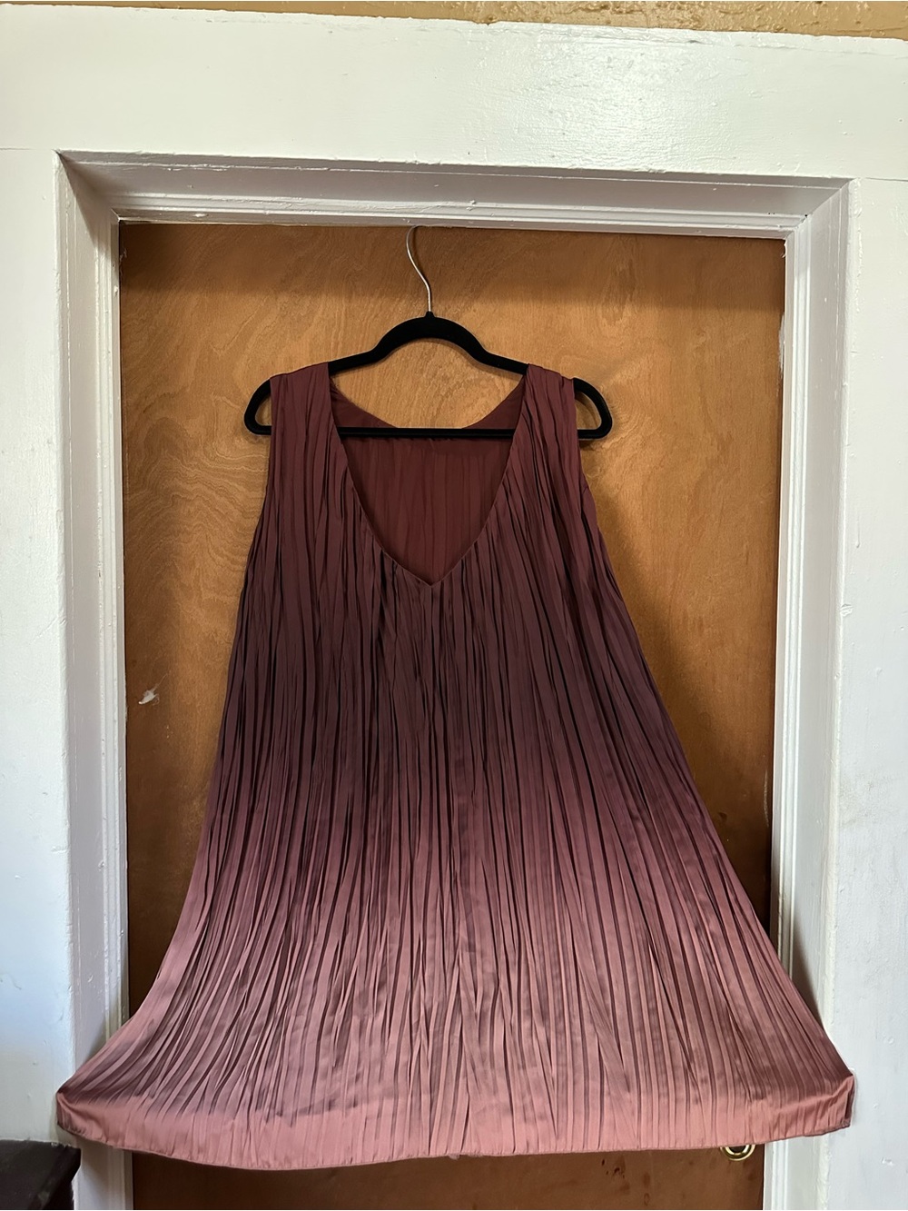 Zara Mauve Pleated V-Neck Midi Dress